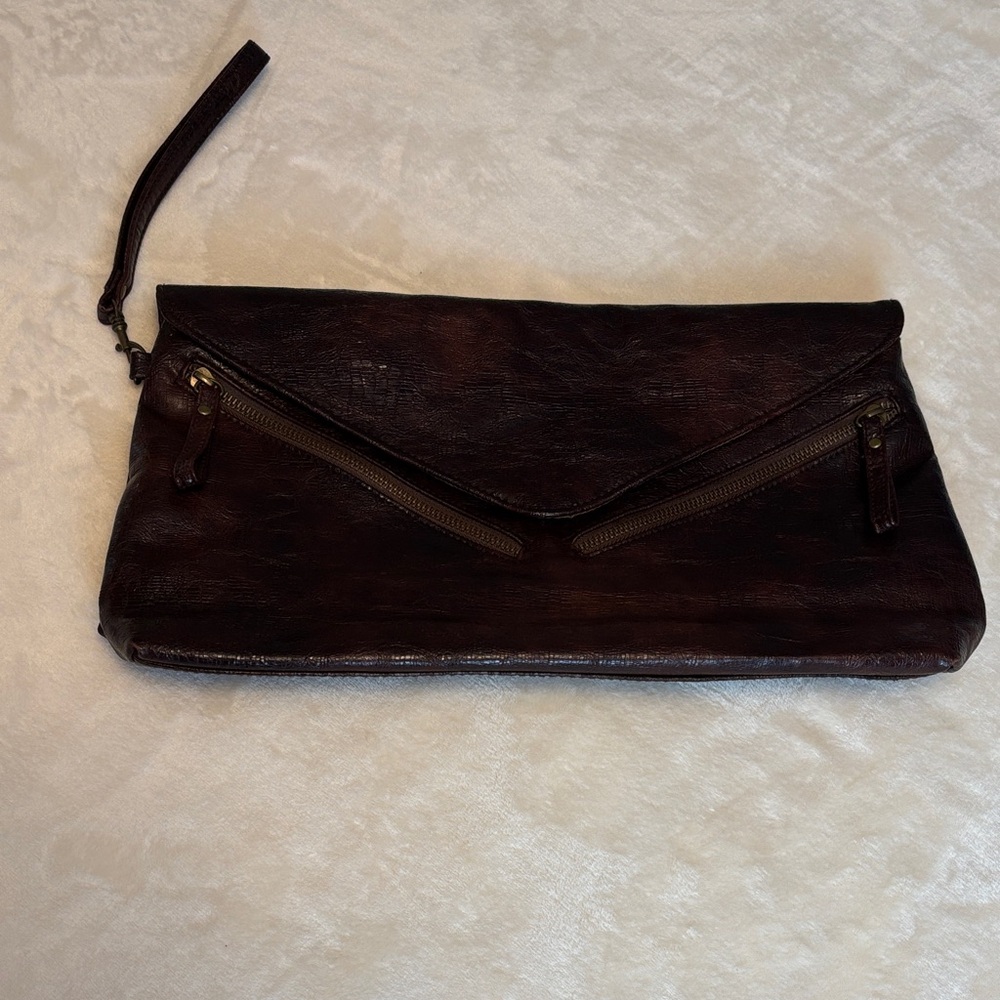 Elegant Lula Townsend Brown Faux Snakeskin Clutch Bag - Fabulous!